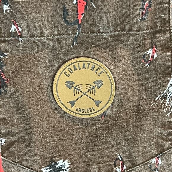 Coalatree Shirt Mens Medium Brown Fishing Lure Print Organic Cotton Outdoors - Picture 6 of 9